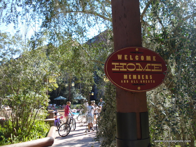 Welcome Home Sign by pool